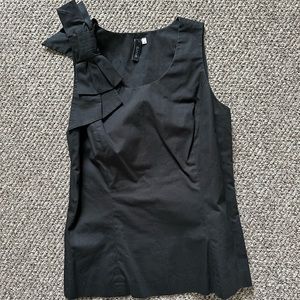 Sine black sleeveless top with decorative bow, size 8, EUC